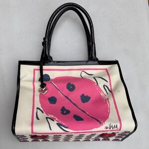 Ladybug Print Tote Bag - Pink and Black